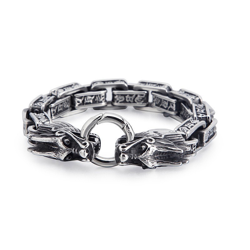 Joias Estilosas De Cabeça De Dragão Em Titânio Para Homens, Pulseiras Vintage De Dragão Em Titânio Fundido Joias Estilosas De Cabeça De Dragão Em Titânio Para Homens, Pulseiras Vintage De Dragão Em Titânio Fundido