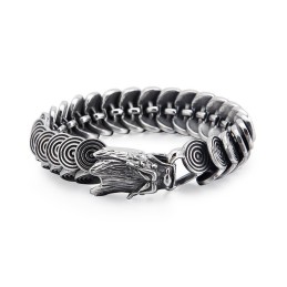 Joias Estilosas De Cabeça De Dragão Em Titânio Para Homens, Pulseira Vintage De Dragão Em Titânio Fundido