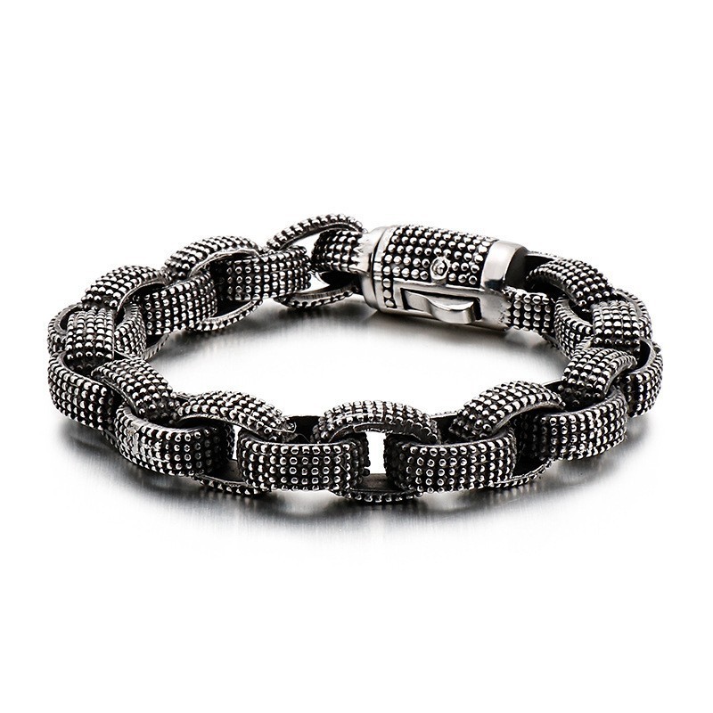 Pulseira De Titânio Com Estampa De Dragão, Joia Estilosa E Vintage Para Homens