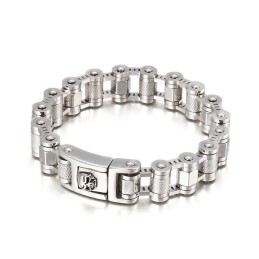 Pulseira De Titânio Com Corrente De Bicicleta E Caveira Para Homens