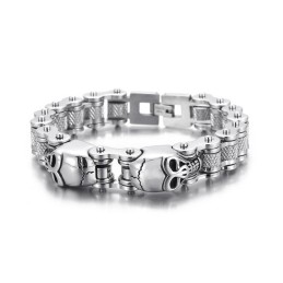 Pulseira De Titânio Com Corrente De Bicicleta E Caveira Para Homens