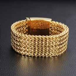 Pulseira Masculina De Titânio Com Escama De Peixe Quadrada Da Moda