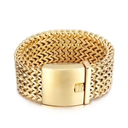 Pulseira Masculina De Titânio Com Escama De Peixe Quadrada Da Moda