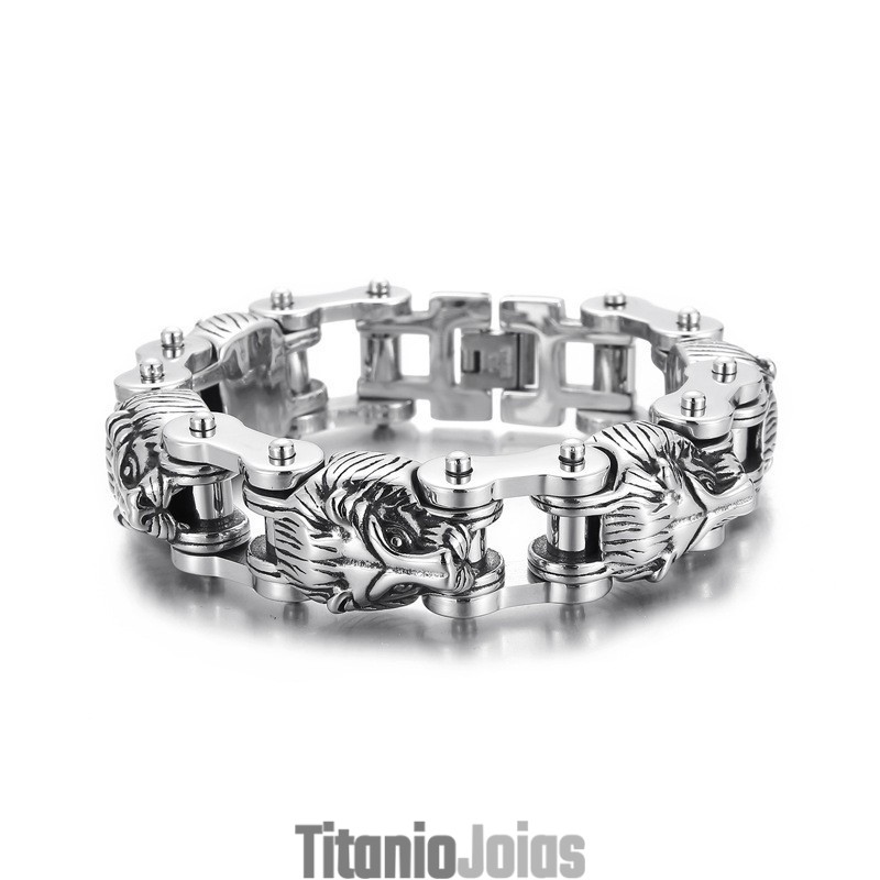 Nova Série De Joias Animal Exagerada Cabeça De Leão Titânio Pulseira De Motociclista Masculina Nova Série De Joias Animal Exagerada Cabeça De Leão Titânio Pulseira De Motociclista Masculina