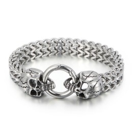 Pulseira De Titânio Com Caveira Estilosa Para Homens