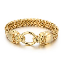 Pulseira De Titânio Com Caveira Estilosa Para Homens