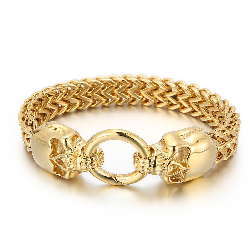 Pulseira De Titânio Com Caveira Estilosa Para Homens Pulseira De Titânio Com Caveira Estilosa Para Homens