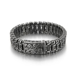 Pulseira De Titânio Masculina Com Estampa Floral De Hip Hop Popular E Estilosa