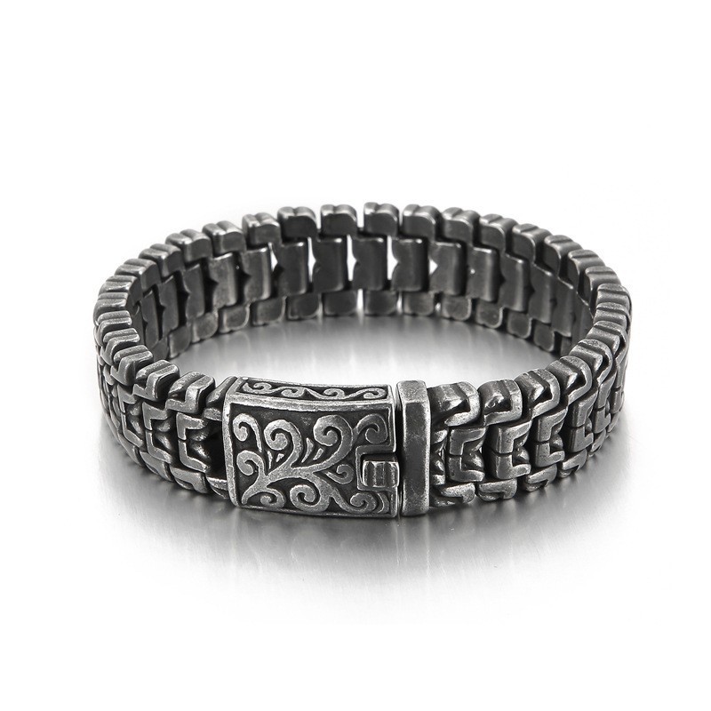 Pulseira De Titânio Masculina Com Estampa Floral De Hip Hop Popular E Estilosa Pulseira De Titânio Masculina Com Estampa Floral De Hip Hop Popular E Estilosa