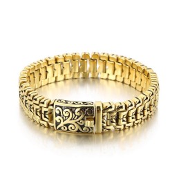 Pulseira De Titânio Masculina Com Estampa De Flor De Hip Hop Popular E Estilosa