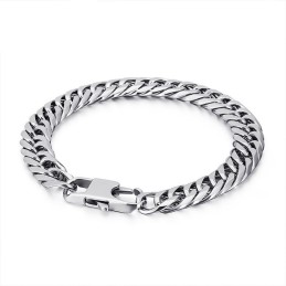 Pulseira Masculina De Titânio Com Fivela Quadrada E Corrente De Vértebras Tide Accessories Fashion