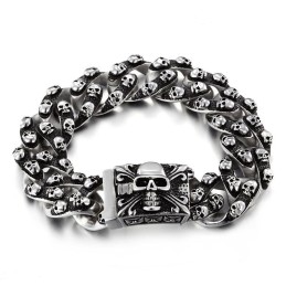 Pulseira Masculina De Titânio Com Caveira Retrô E Estilosa, Bracelete Com Cabeça De Fantasma E Acessórios Masculinos Da Tide