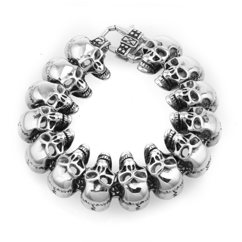 Pulseira De Titânio Masculina Com Caveira Pulseira De Titânio Pulseira De Titânio Masculina Com Caveira Pulseira De Titânio