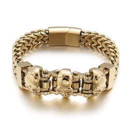 Pulseira De Titânio Masculina Com Caveira