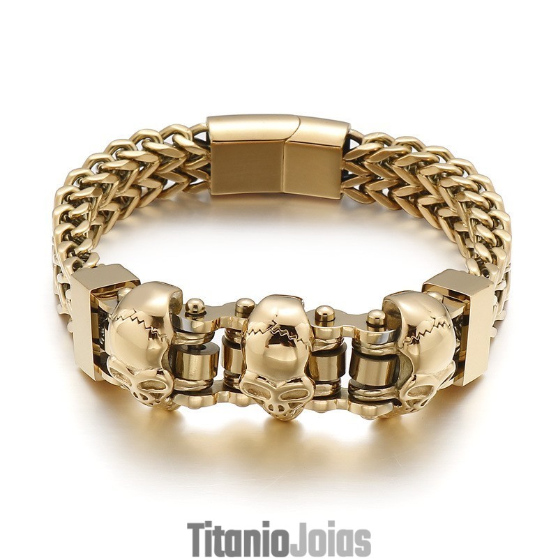 Pulseira De Titânio Masculina Com Caveira Pulseira De Titânio Masculina Com Caveira
