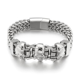 Pulseira De Titânio Masculina Com Caveira