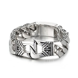Pulseira De Titânio Com Padrão De Vento Retrô Chique E Padrão De Fundição Para Homens