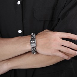 Pulseira Vintage De Titânio Com Cabeça De Leão Para Homens