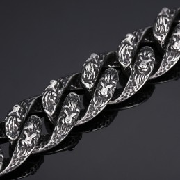 Pulseira Vintage De Titânio Com Cabeça De Leão Para Homens