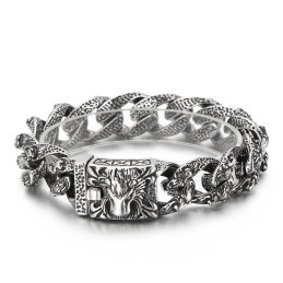 Pulseira Vintage De Titânio Com Cabeça De Leão Para Homens