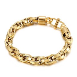 Pulseira De Titânio Com Fecho De Corrente Oval Torcida E Personagem Do Dia Para Homens