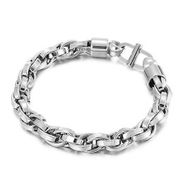 Pulseira Masculina De Titânio Com Corrente Oval Torcida