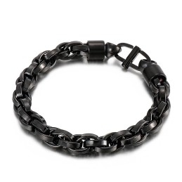 Pulseira Masculina De Titânio Com Fecho Oval E Corrente Torcida