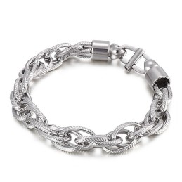 Colar Masculino Oval Com Fecho Em Formato De Raio De Sol E Pulseira De Titânio