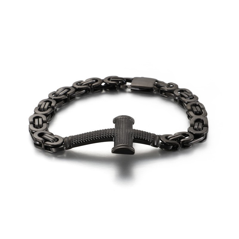Pulseira Masculina De Titânio Com Cruz De Rua Da Moda Popular De Volta À Corrente Pulseira Masculina De Titânio Com Cruz De Rua Da Moda Popular De Volta À Corrente
