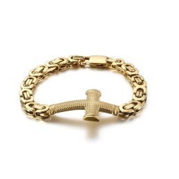Pulseira Masculina De Titânio Com Corrente Cruzada De Rua Da Moda Popular