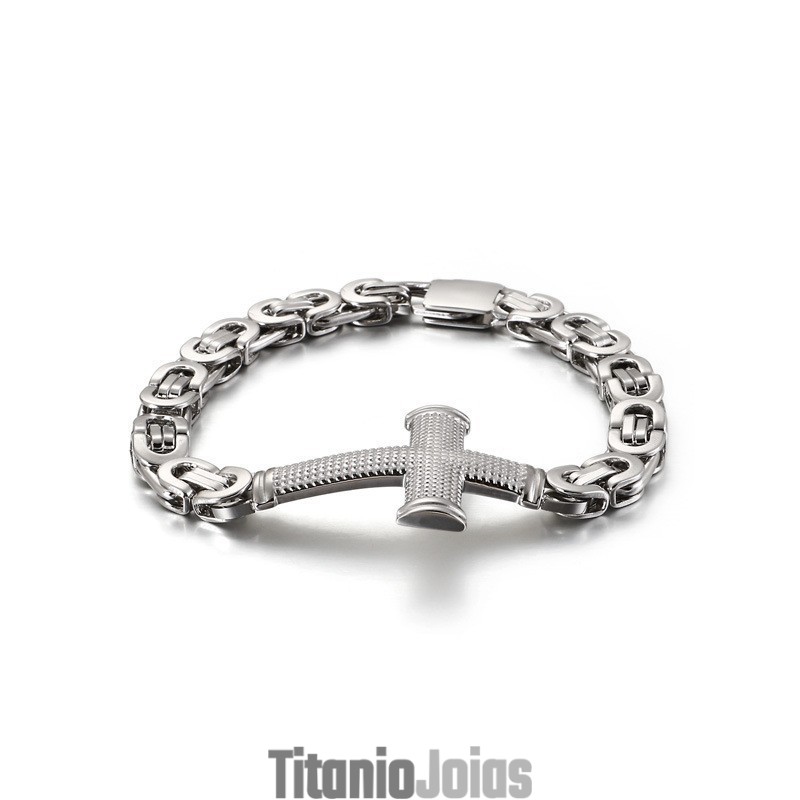 Pulseira De Titânio Com Corrente Cruzada De Rua Popular Para Homens Pulseira De Titânio Com Corrente Cruzada De Rua Popular Para Homens