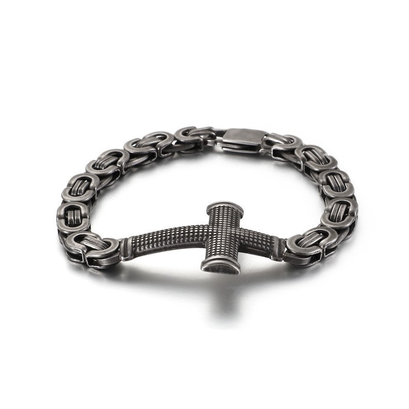 Pulseira De Titânio Com Corrente Cruzada De Rua Popular Para Homens Pulseira De Titânio Com Corrente Cruzada De Rua Popular Para Homens