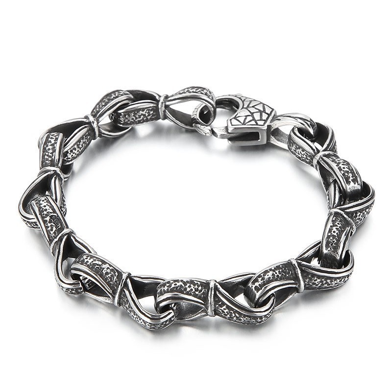 Pulseira Masculina De Titânio Com Padrão De Puxar À Mão Preta, Retrô E Popular Pulseira Masculina De Titânio Com Padrão De Puxar À Mão Preta, Retrô E Popular