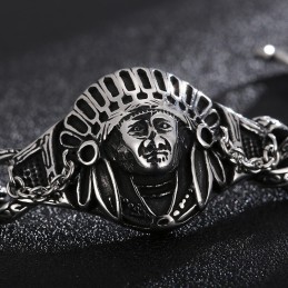 Nova Pulseira Masculina De Titânio Com Padrão Retrô Cool Chief