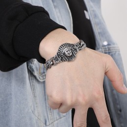 Nova Pulseira Masculina De Titânio Com Padrão Retrô Cool Chief