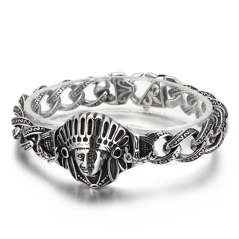 Nova Pulseira Masculina De Titânio Com Padrão Retrô Cool Chief Nova Pulseira Masculina De Titânio Com Padrão Retrô Cool Chief