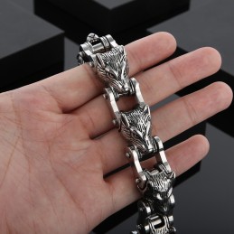 Pulseira Masculina De Titânio Com Cabeça De Lobo E Motociclista, Joias Da Série Animal Tide Hand, Moda Rock, Hip-Hop, Street