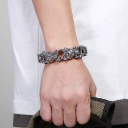 Pulseira Masculina De Titânio Com Cabeça De Lobo E Motociclista, Joias Da Série Animal Tide Hand, Moda Rock, Hip-Hop, Street