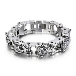 Pulseira Masculina De Titânio Com Cabeça De Lobo E Motociclista, Joias Da Série Animal Tide Hand, Moda Rock, Hip-Hop, Street