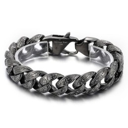 Pulseira De Titânio Vintage Com Padrão Banhado A Bronze Para Homens