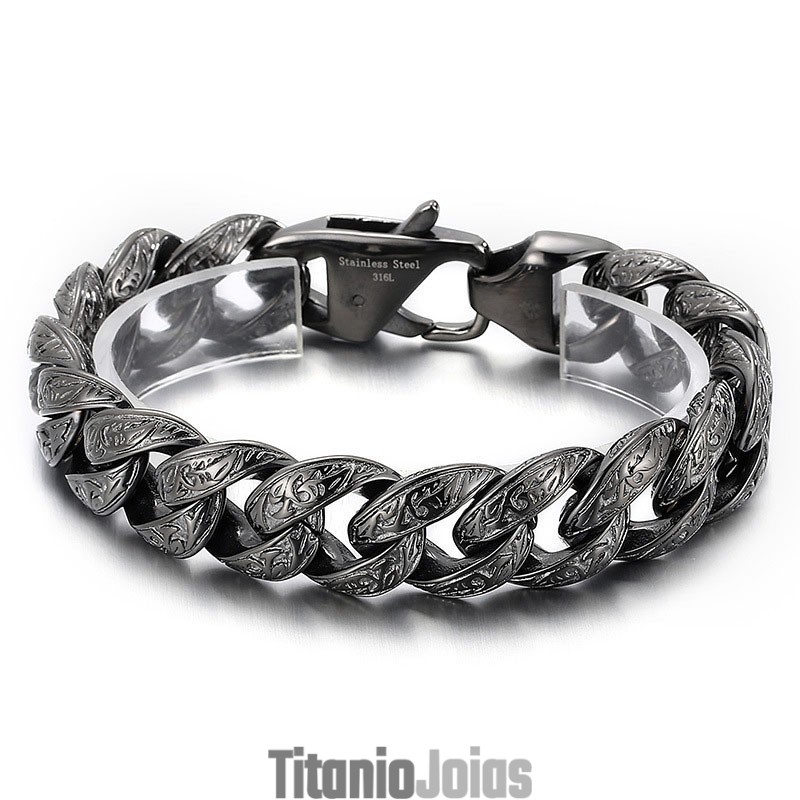 Pulseira De Titânio Vintage Com Padrão Banhado A Bronze Para Homens Pulseira De Titânio Vintage Com Padrão Banhado A Bronze Para Homens