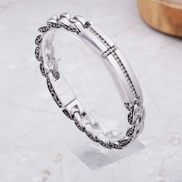 Pulseira De Titânio Com Cruz E Diamantes Para Homens, Joias Vintage De Titânio