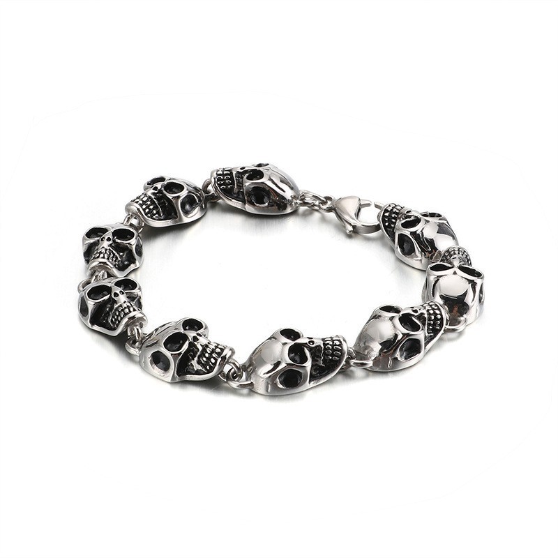 Pulseira De Titânio Com Caveira Exagerada E Estilosa Para Homens