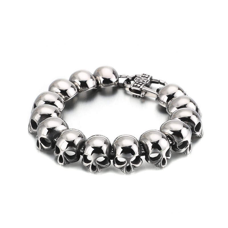 Pulseira De Titânio Com Caveira Estilosa Para Homens Pulseira De Titânio Com Caveira Estilosa Para Homens