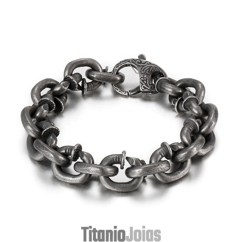 Pulseira De Titânio Masculina Vintage