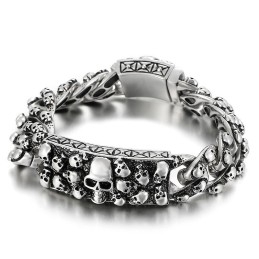 Pulseira De Titânio Vintage Com Caveira De Rock Para Homens