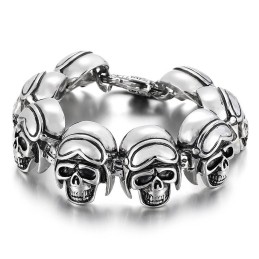 Pulseira De Titânio Vintage Com Caveira De Rock Para Homens