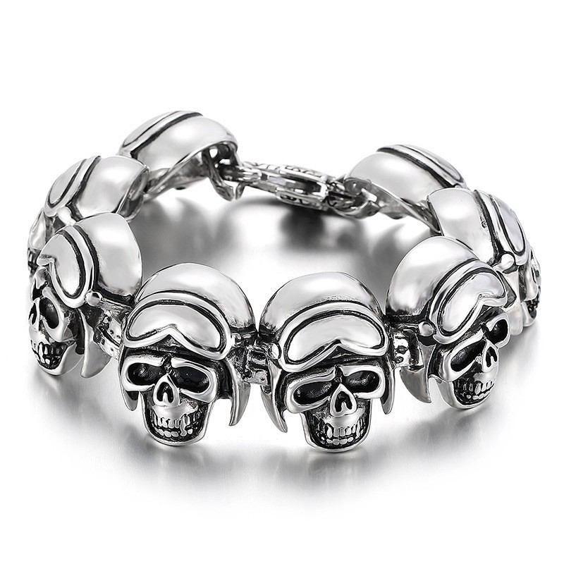 Pulseira De Titânio Vintage Com Caveira De Rock Para Homens Pulseira De Titânio Vintage Com Caveira De Rock Para Homens
