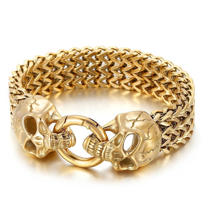 Pulseira De Caveira De Titânio Hipster Estilo Chique Pulseira De Caveira De Titânio Hipster Estilo Chique