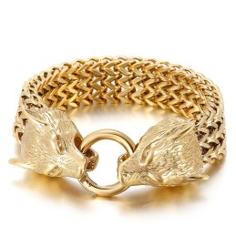 Pulseira De Cabeça De Lobo De Titânio Chique E Moderna